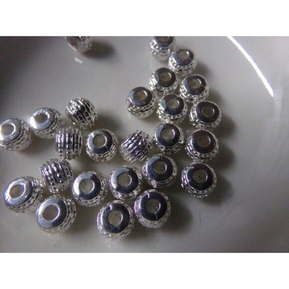 Silver Plated Rondelle Spacer Beads - Picture 1 of 2